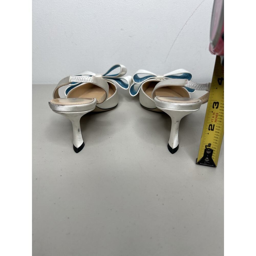 Mach & Mach White Le Cadeau Slingback Pumps Heels Women’s Size 39.5/40 - Picture 9 of 14